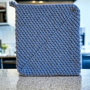 Potholder Crochet Double Layer, Heat Resistant in Color Series Dusty Denim Blues
